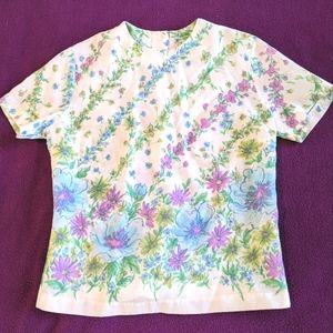 Sweet Watercolor Floral Vintage Blouse